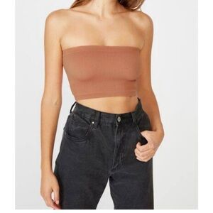 Cotton-On : Light Brown cropped tube top